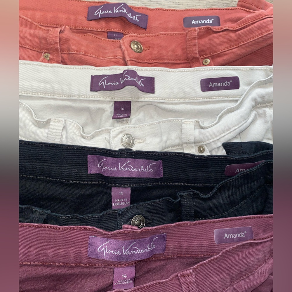 Gloria Vanderbilt Women's Pants Bundle - Coral, White, Black, Burgundy - Picture 10 of 10
